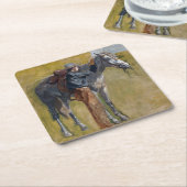 Amerikaanse Badlands: Old West Cowboy met paard Kartonnen Onderzetters (Schuin)