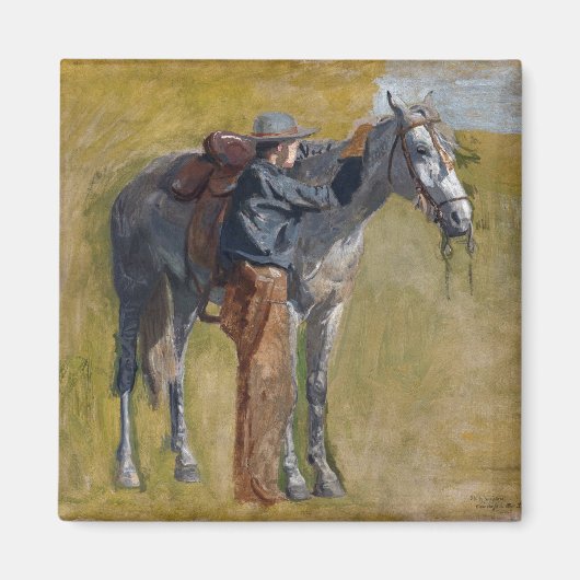 Amerikaanse Badlands: Old West Cowboy met paard Magneet (Voorkant)