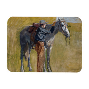 Amerikaanse Badlands: Old West Cowboy met paard Magneet