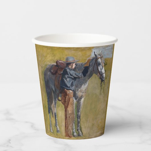 Amerikaanse Badlands: Old West Cowboy met paard Papieren Bekers (Voorkant)