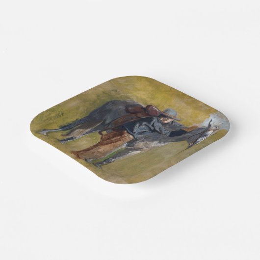 Amerikaanse Badlands: Old West Cowboy met paard Papieren Bordje (Gebogen)