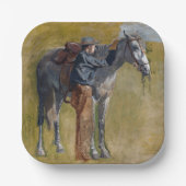 Amerikaanse Badlands: Old West Cowboy met paard Papieren Bordje (Voorkant)