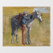 Amerikaanse Badlands: Old West Cowboy met paard Raamsticker (Vel)