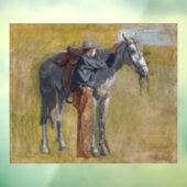 Amerikaanse Badlands: Old West Cowboy met paard Raamsticker (Vel 3)