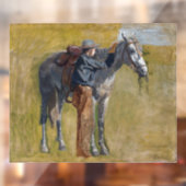Amerikaanse Badlands: Old West Cowboy met paard Raamsticker (Vel 2)