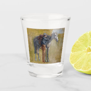 Amerikaanse Badlands: Old West Cowboy met paard Shot Glas