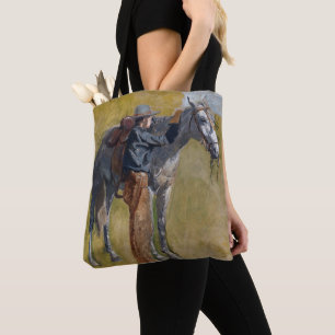 Amerikaanse Badlands: Old West Cowboy met paard Tote Bag