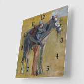 Amerikaanse Badlands: Old West Cowboy met paard Vierkante Klok (Hoek)