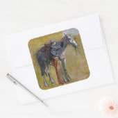 Amerikaanse Badlands: Old West Cowboy met paard Vierkante Sticker (Envelop)