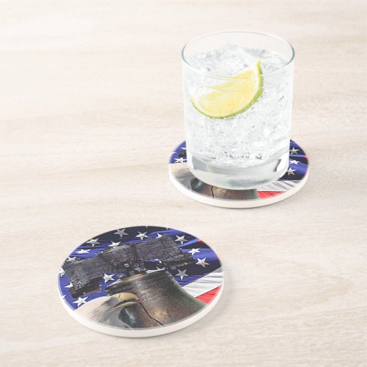 Amerikaanse Bald Eagle, Bell and Flag Onderzetter (Zijkant)