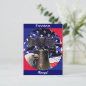 Amerikaanse Bald Eagle, Bell en Flag Briefkaart (Staand voorkant)