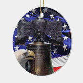 Amerikaanse Bald Eagle, Bell en Flag Keramisch Ornament (Links)