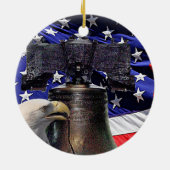 Amerikaanse Bald Eagle, Bell en Flag Keramisch Ornament (Achterkant)