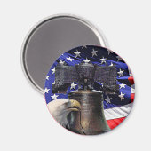 Amerikaanse Bald Eagle, Bell en Flag Magneet (Voorkant / Achterkant)