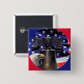 Amerikaanse Bald Eagle, Bell en Flag Vierkante Button 5,1 Cm (Voorkant /achterkant)
