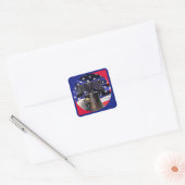 Amerikaanse Bald Eagle, Bell en Flag Vierkante Sticker (Envelop)