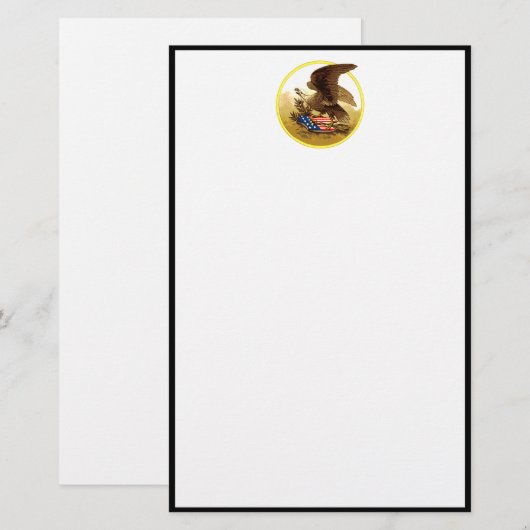 -Amerikaanse Bald Eagle Briefpapier (Voorkant / Achterkant)
