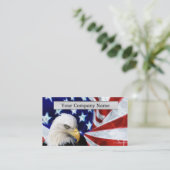 Amerikaanse Bald Eagle en Visitekaartjes met vlag (Staand voorkant)