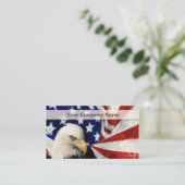 Amerikaanse Bald Eagle en Visitekaartjes met vlag (Staand voorkant)