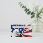 Amerikaanse Bald Eagle en Visitekaartjes met vlag (Staand voorkant)