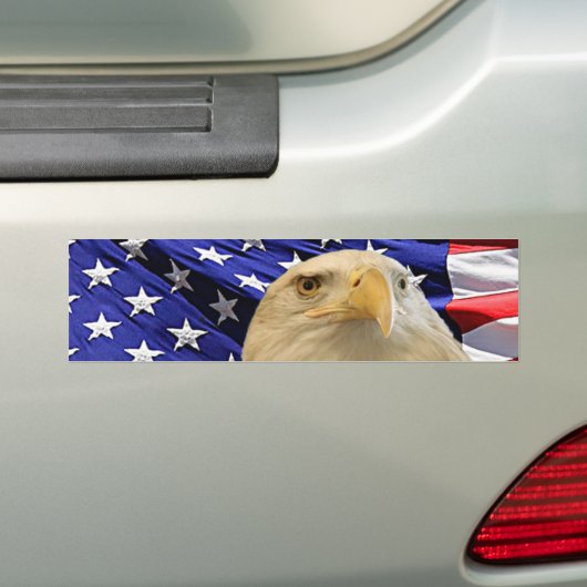 Amerikaanse Bald Eagle en vlag Bumpersticker (Op auto)