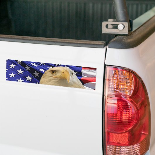 Amerikaanse Bald Eagle en vlag Bumpersticker (Op Truck)