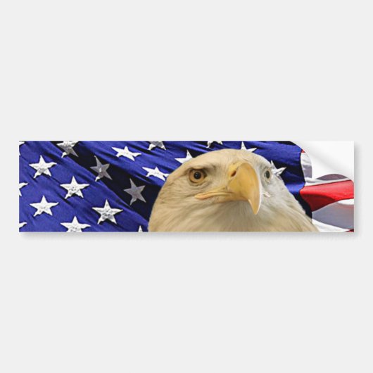 Amerikaanse Bald Eagle en vlag Bumpersticker (Voorkant)