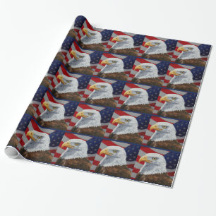 Amerikaanse Bald Eagle en vlag Cadeaupapier