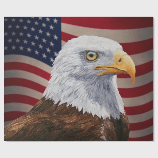 Amerikaanse Bald Eagle en vlag Cadeaupapier (Vlak)