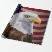 Amerikaanse Bald Eagle en vlag Cadeaupapier (Uitgerold)