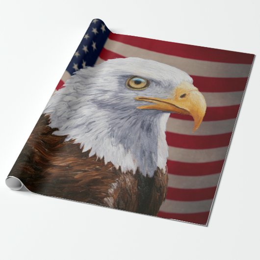 Amerikaanse Bald Eagle en vlag Cadeaupapier (Uitgerold)