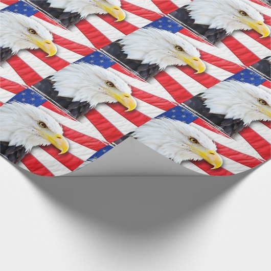 Amerikaanse Bald Eagle en vlag Cadeaupapier (Hoek)