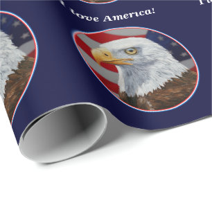 Amerikaanse Bald Eagle en vlag Cadeaupapier