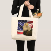 Amerikaanse Bald Eagle en vlag Grote Tote Bag (Voorkant (product))