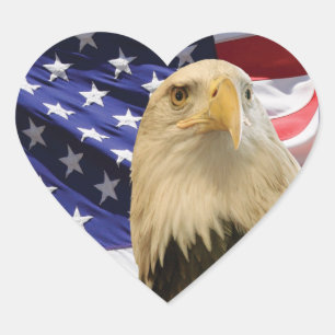 Amerikaanse Bald Eagle en vlag Hart Sticker