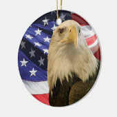 Amerikaanse Bald Eagle en vlag Keramisch Ornament (Links)