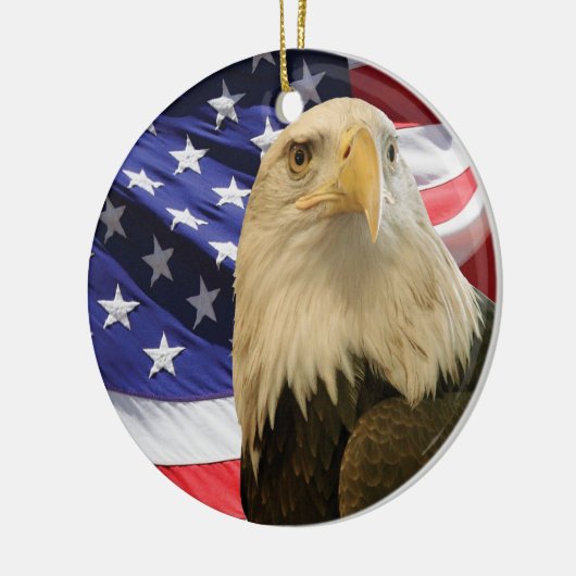 Amerikaanse Bald Eagle en vlag Keramisch Ornament (Links)