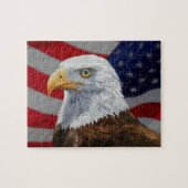 Amerikaanse Bald Eagle en vlag Legpuzzel (Horizontaal)
