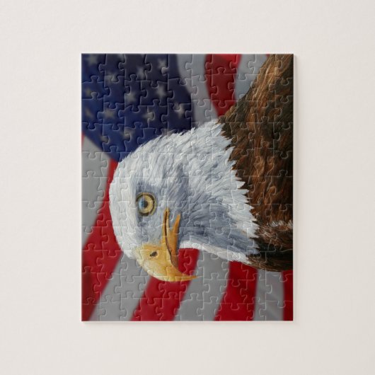 Amerikaanse Bald Eagle en vlag Legpuzzel (Verticaal)