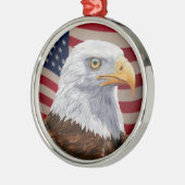 Amerikaanse Bald Eagle en vlag Metalen Ornament (Links)