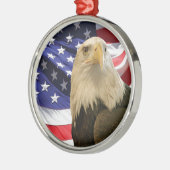 Amerikaanse Bald Eagle en vlag Metalen Ornament (Links)
