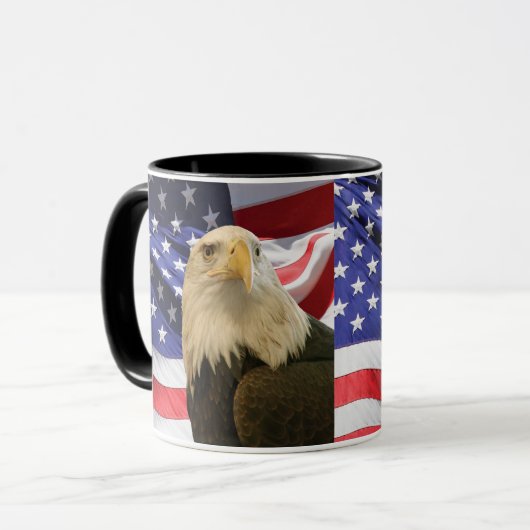 Amerikaanse Bald Eagle en vlag Mok (Voorkant links)
