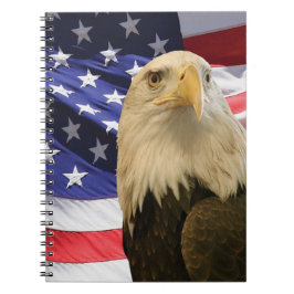 Amerikaanse Bald Eagle en vlag Notitieboek