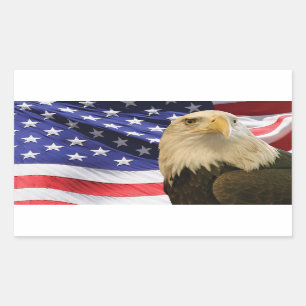 Amerikaanse Bald Eagle en vlag Rechthoekige Sticker