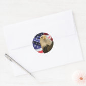 Amerikaanse Bald Eagle en vlag Ronde Sticker (Envelop)