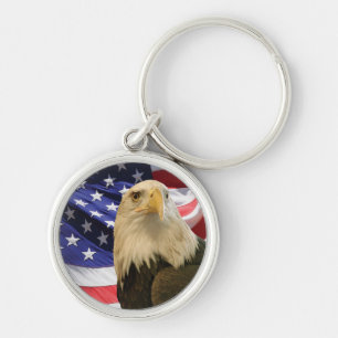 Amerikaanse Bald Eagle en vlag Sleutelhanger