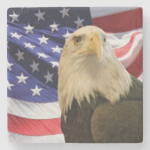 Amerikaanse Bald Eagle en vlag Stenen Onderzetter (Voorkant)
