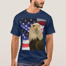 Amerikaanse Bald Eagle en vlag T-shirt