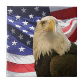 Amerikaanse Bald Eagle en vlag Tegeltje (Voorkant)