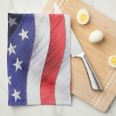 Amerikaanse Bald Eagle en vlag Theedoek (Quarter Fold)